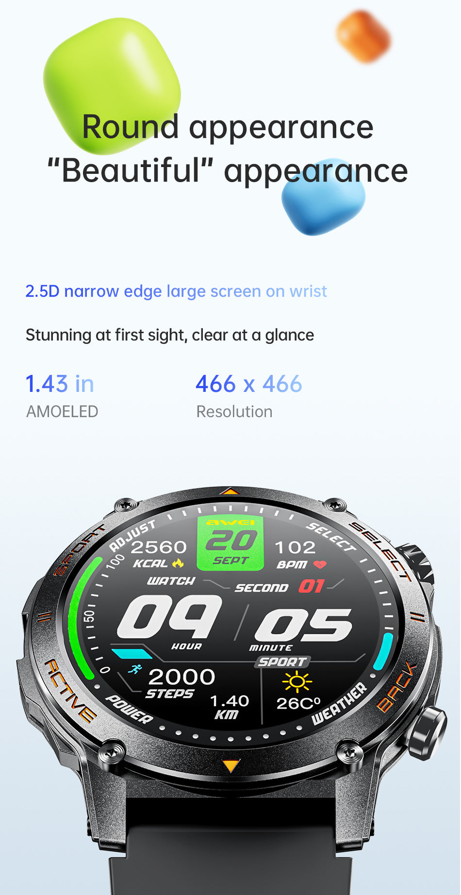 AWEI H52 AMOLED Smartwatch