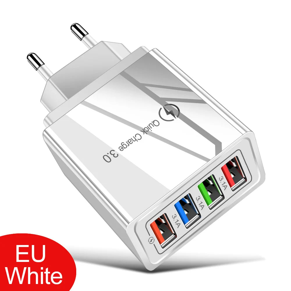 Multi-Port USB Charger | 4-Port 3A Fast Charging Wall Adapter