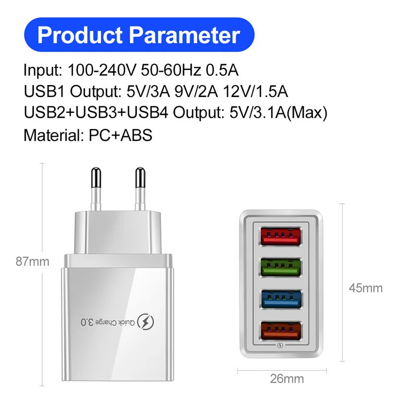 EU Plug USB Fast Charger | QC 3.0 Wall Adapter for Huawei