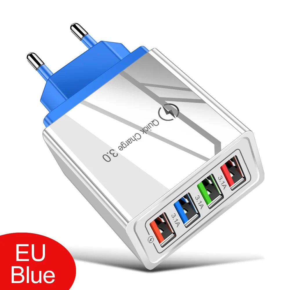 Multi-Port USB Charger | 4-Port 3A Fast Charging Wall Adapter