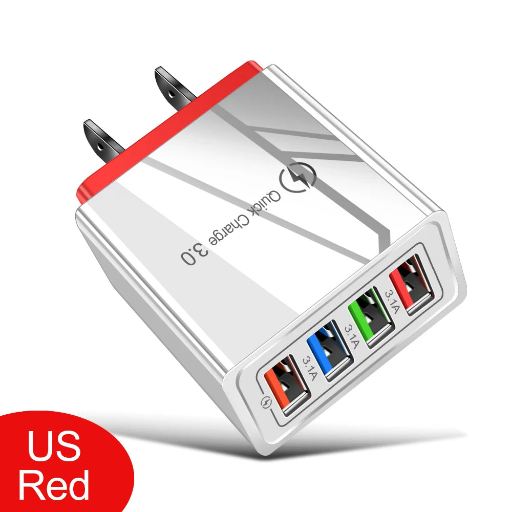 Multi-Port USB Charger | 4-Port 3A Fast Charging Wall Adapter