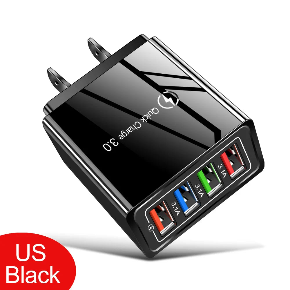 Multi-Port USB Charger | 4-Port 3A Fast Charging Wall Adapter