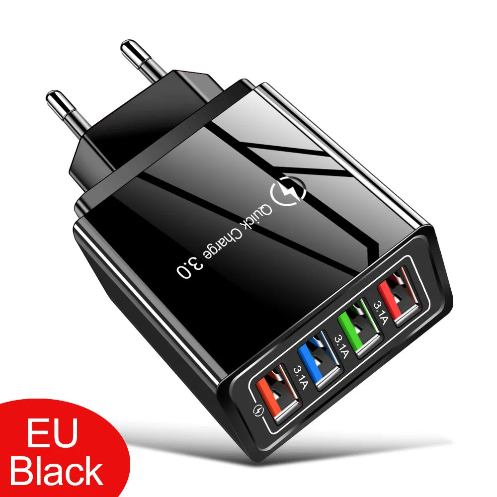 Multi-Port USB Charger | 4-Port 3A Fast Charging Wall Adapter