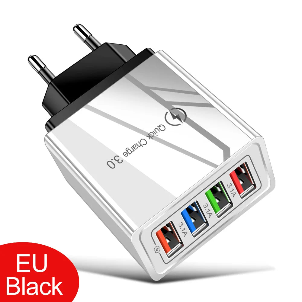 Multi-Port USB Charger | 4-Port 3A Fast Charging Wall Adapter