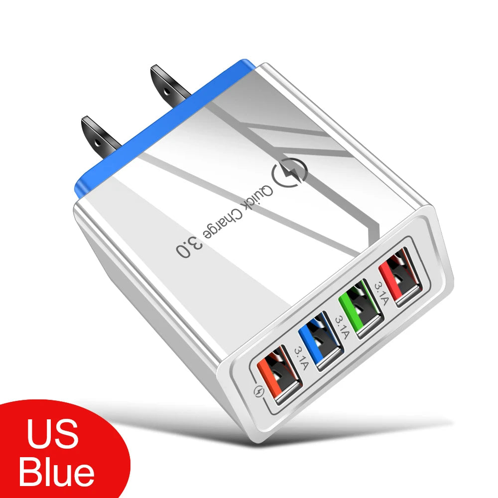 Multi-Port USB Charger | 4-Port 3A Fast Charging Wall Adapter