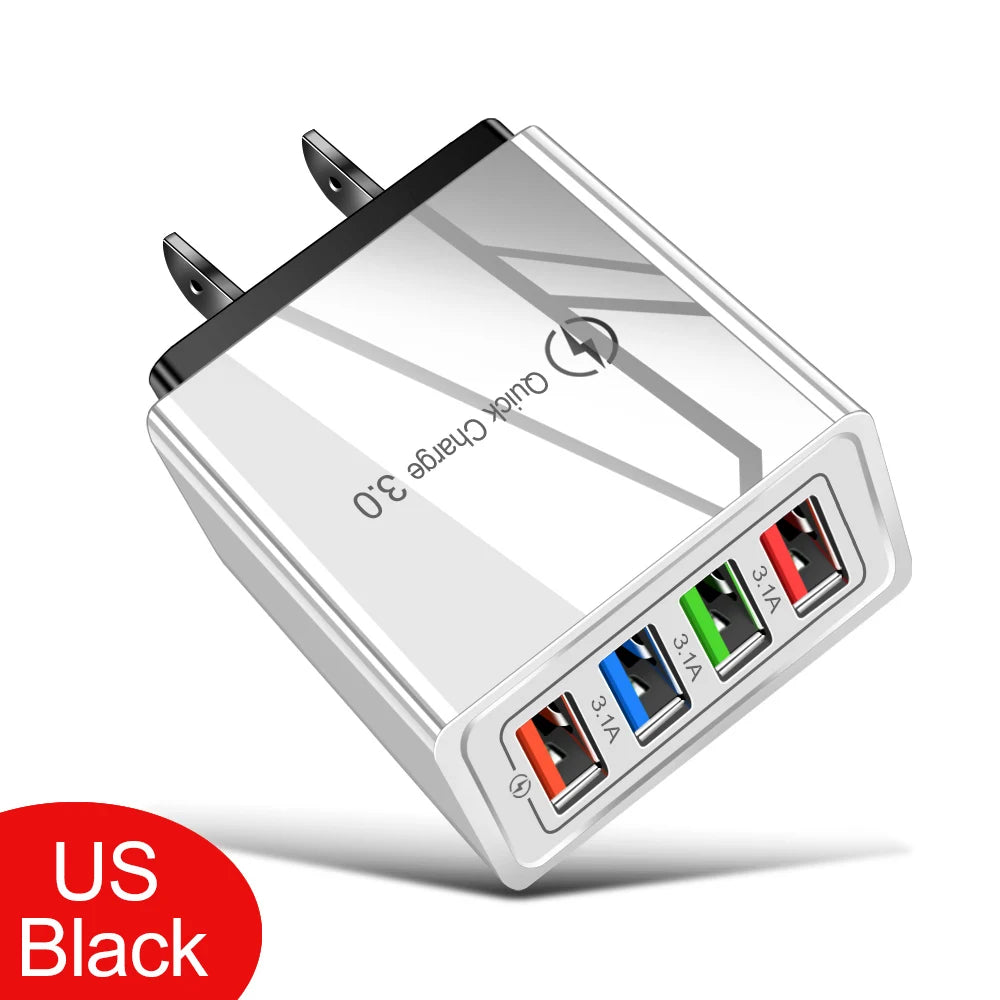 Multi-Port USB Charger | 4-Port 3A Fast Charging Wall Adapter