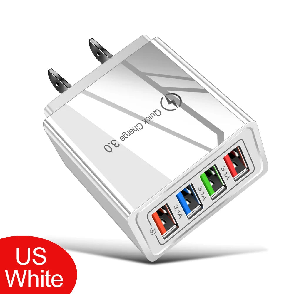 Multi-Port USB Charger | 4-Port 3A Fast Charging Wall Adapter