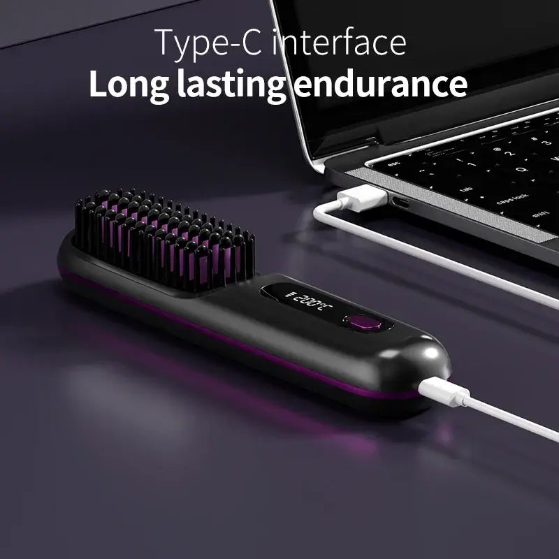 rechargeable hair straightening comb with Type-C interface for lasting endurance