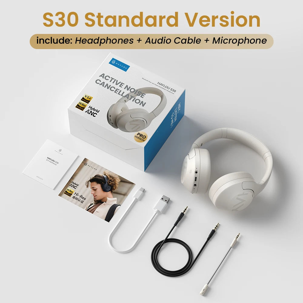HAYLOU S30 Wireless Bluetooth 5.4 Headphones – 43dB ANC, 80H Playtime
