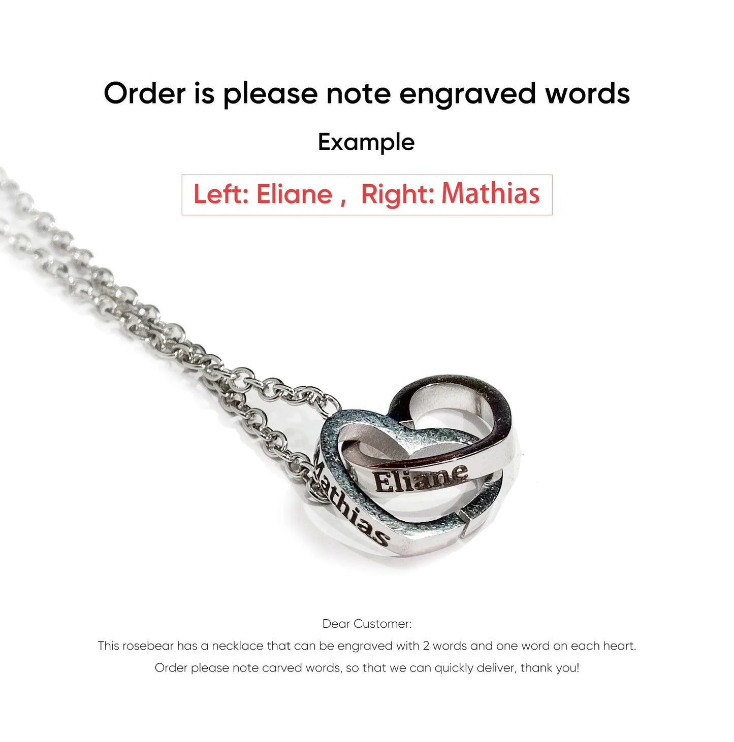 Eternal Rose Teddy Bear Jewelry Box & Name Necklace