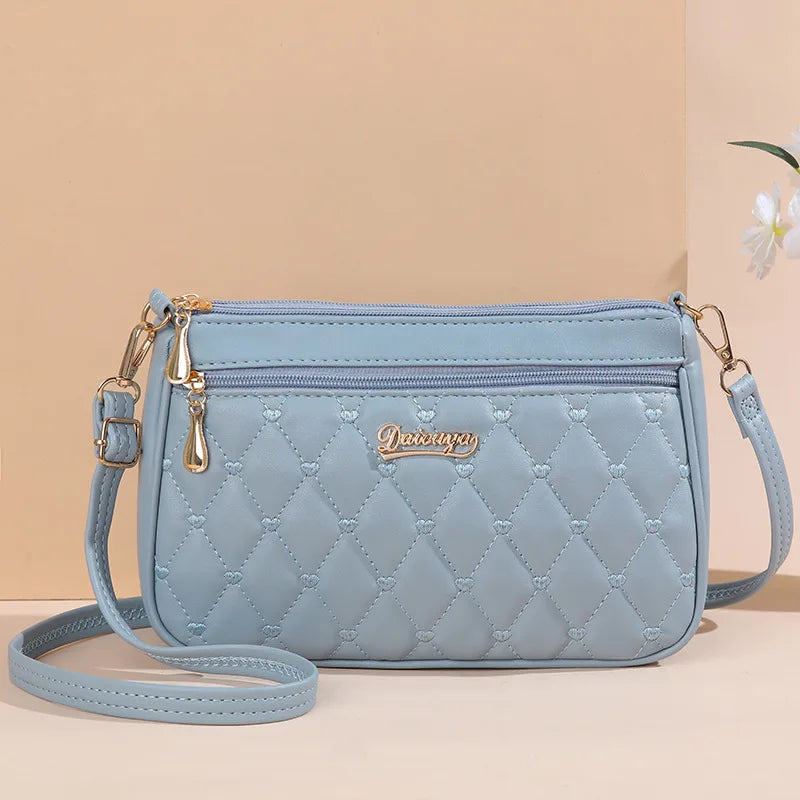 Women’s Embroidery Messenger Bag | Leather Handbag with Hair Ball