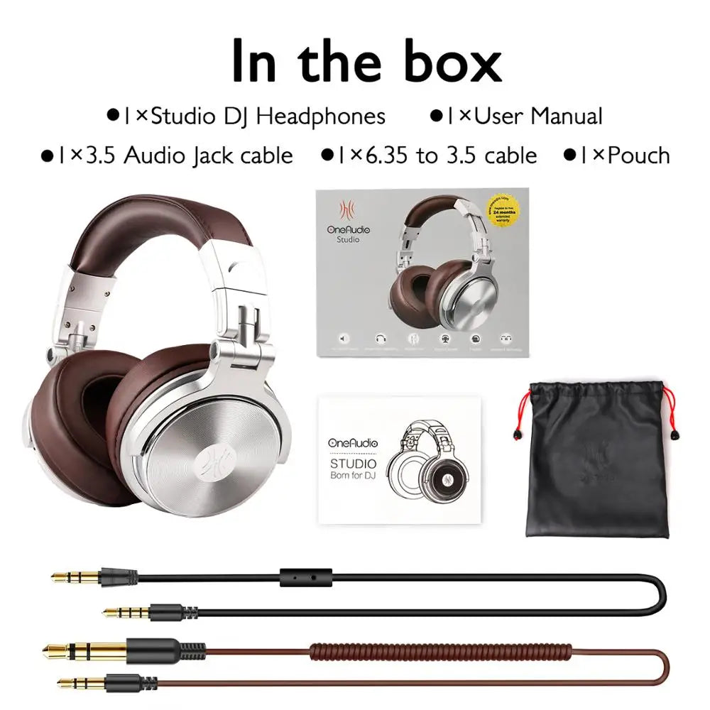 OneOdio Pro 30 DJ Studio Headphones with Mic – HiFi Over-Ear Wired & Foldable