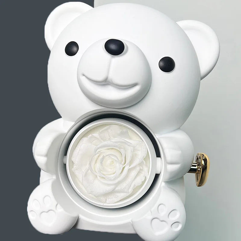 Eternal Rose Teddy Bear Jewelry Box & Name Necklace