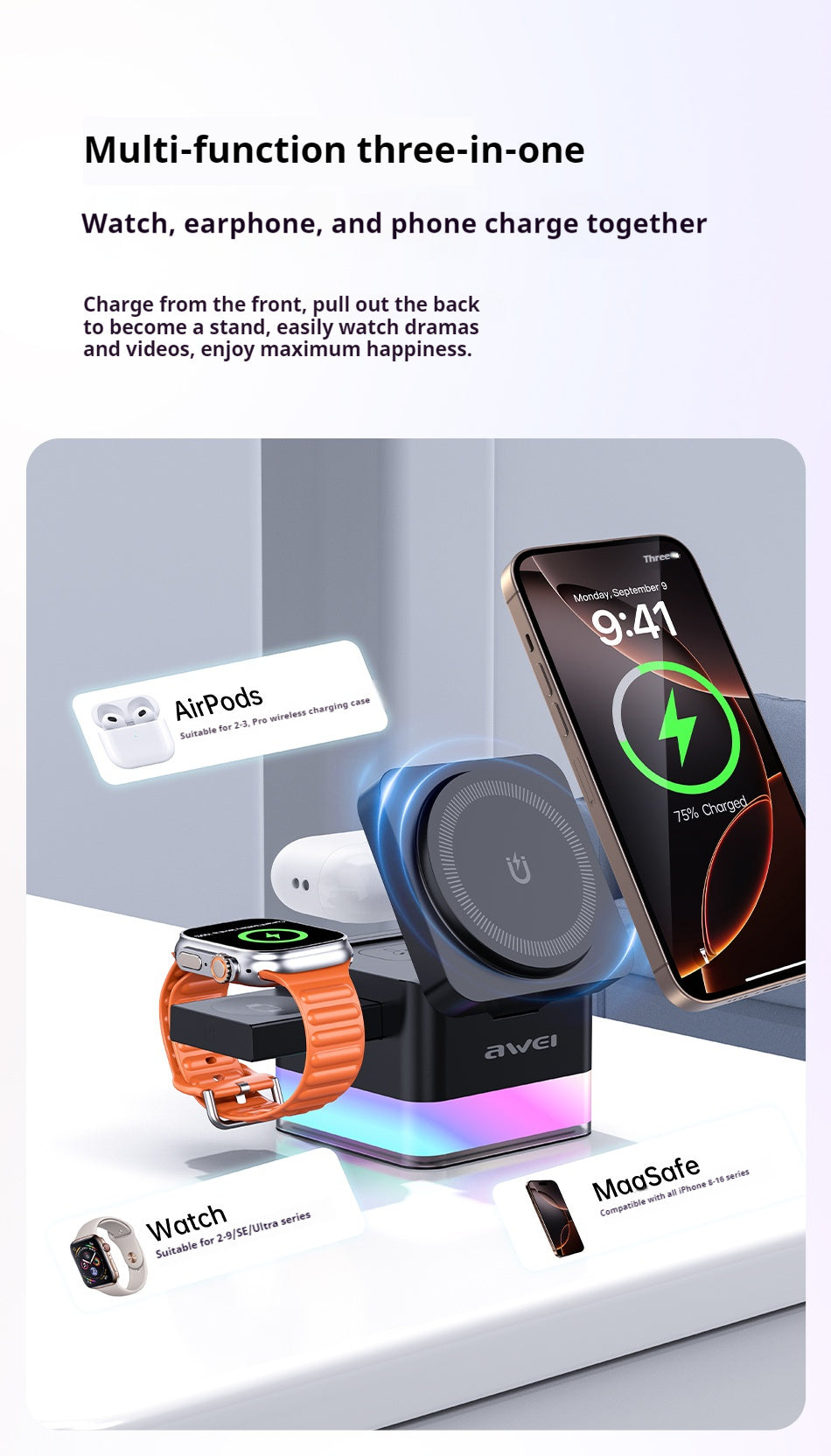 AWEI 3-in-1 Wireless Charger
