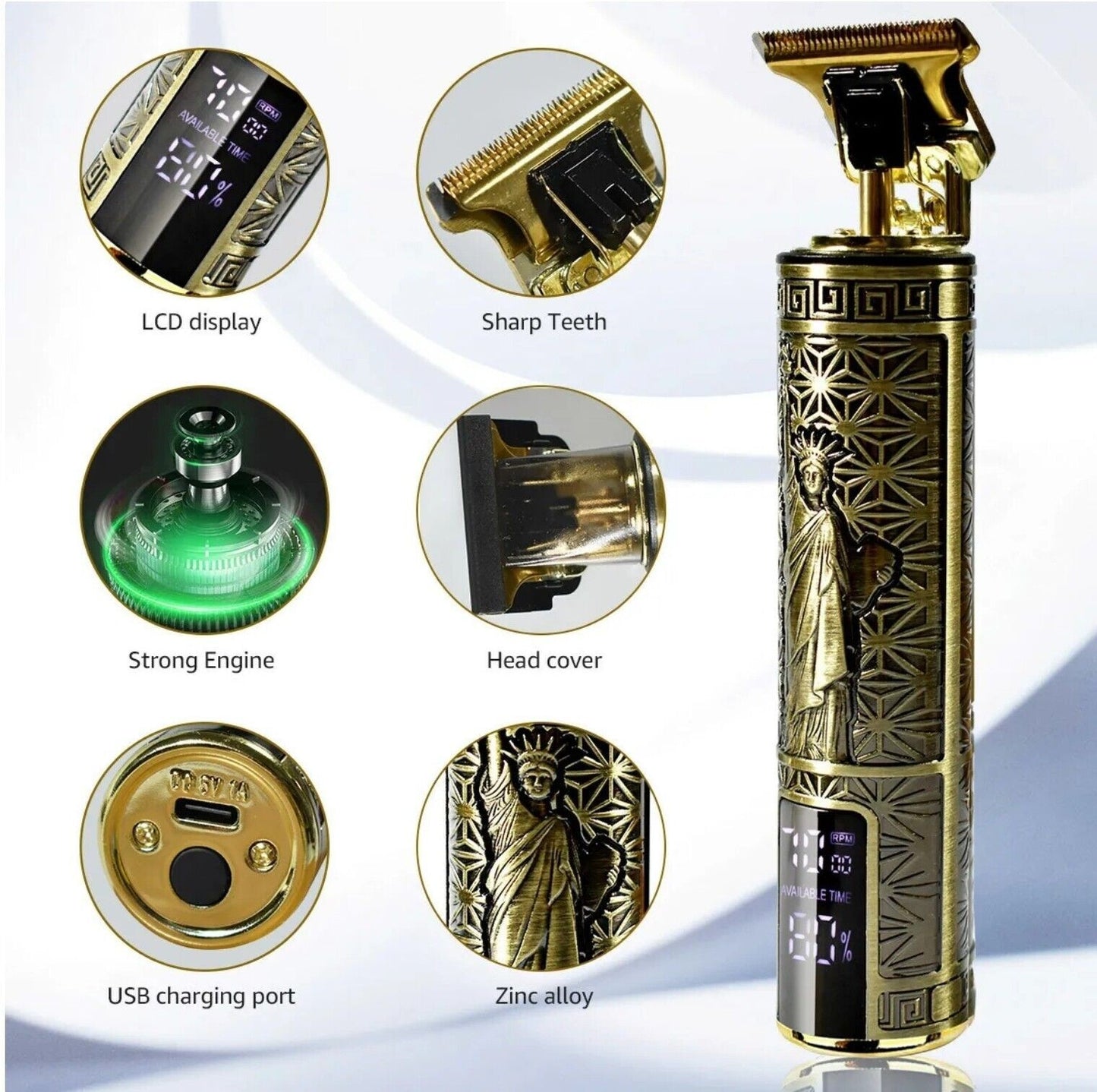 Men’s Cordless Hair Clippers & Beard Trimmer – USB Rechargeable Barber Hair Cutting Kit