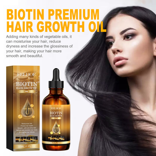 EELHOE Hair Care Oil – Biotin Scalp Massage Oil for Moisturizing, Thickening & Smoothing Hair