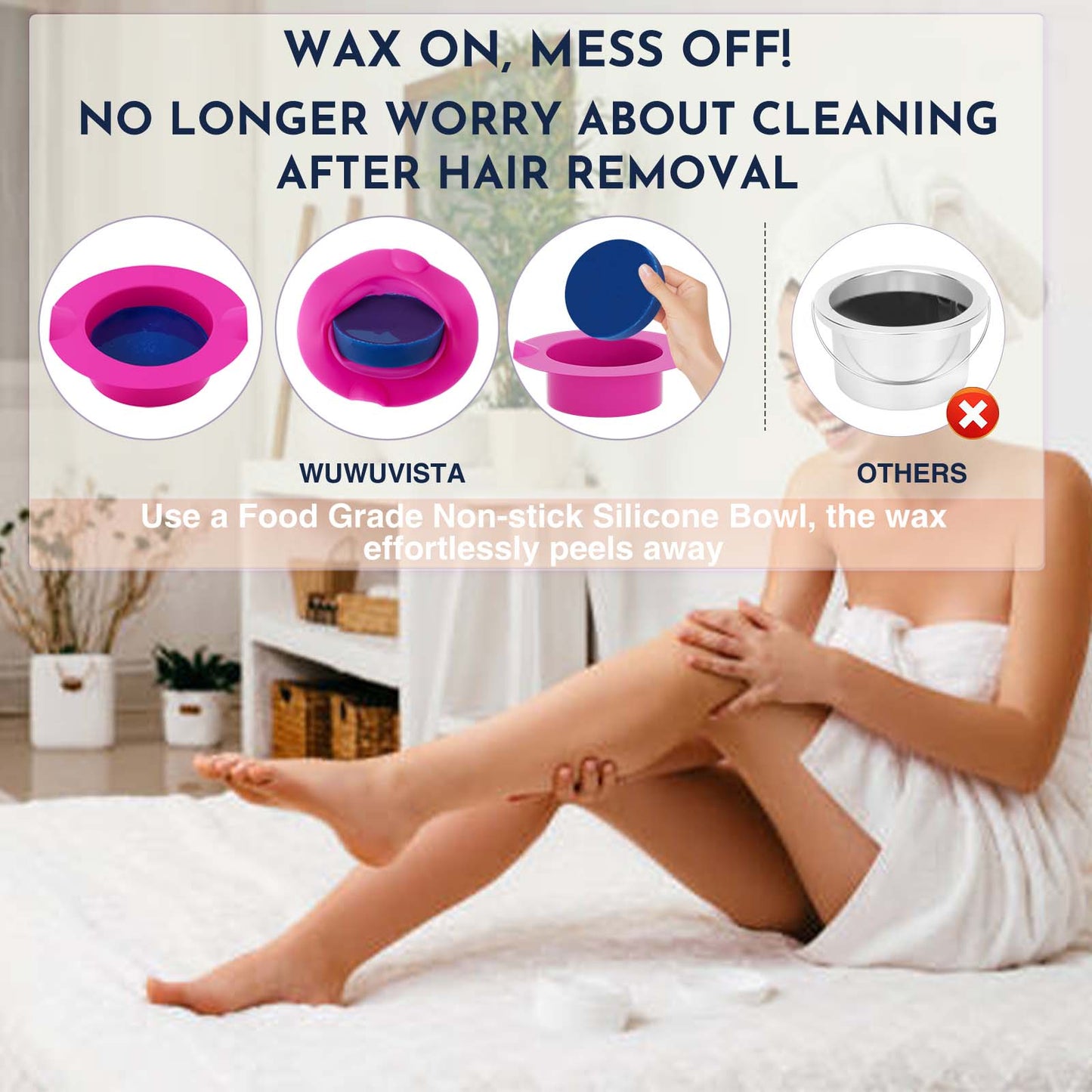 WUWUVISTA Waxing Kit 23 Items – Wax Warmer & Hair Removal Beads for Face, Body, Bikini & Sensitive Skin, US/EU Plug