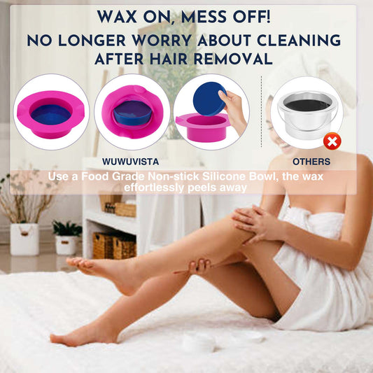 WUWUVISTA Waxing Kit 23 Items – Wax Warmer & Hair Removal Beads for Face, Body, Bikini & Sensitive Skin, US/EU Plug