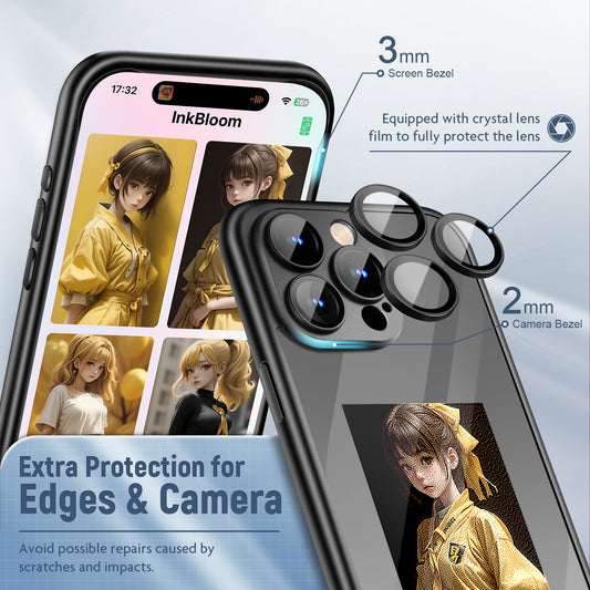 iPhone 15 Pro/Pro Max Flip Case with NFC – Smart, Full Protection, Customizable DIY Ink Screen Cover