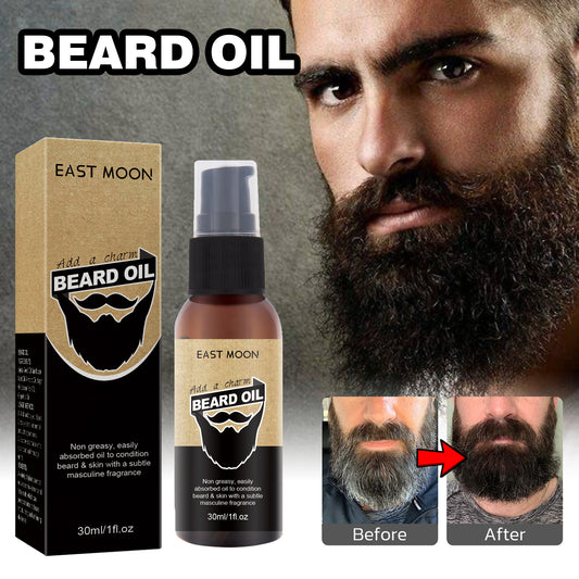 Men’s Beard Care Oil – East Moon Facial Hair & Sideburns Moisturizing & Thickening Oil