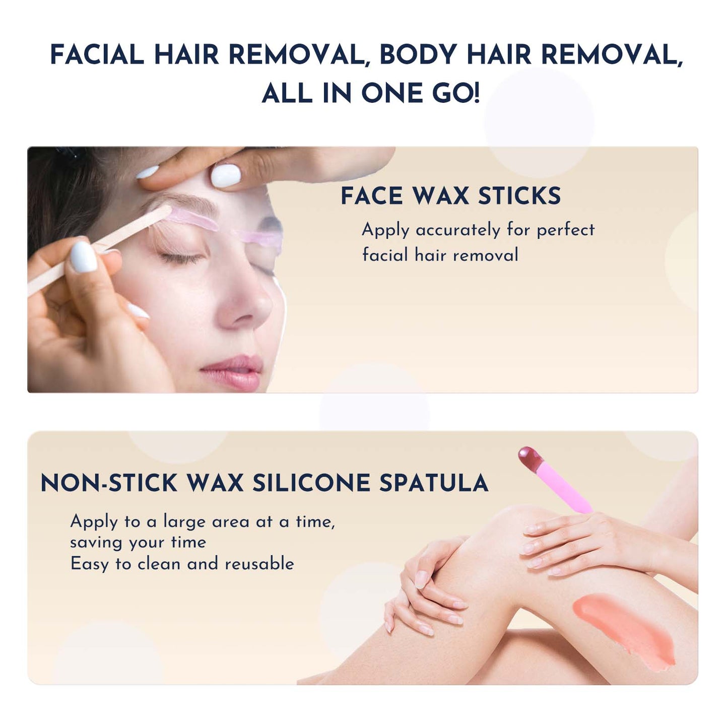 WUWUVISTA Waxing Kit 23 Items – Wax Warmer & Hair Removal Beads for Face, Body, Bikini & Sensitive Skin, US/EU Plug