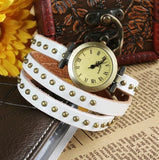 Retro Rivet Leather Watch – Stylish Hand Chain Bracelet Watch for Women