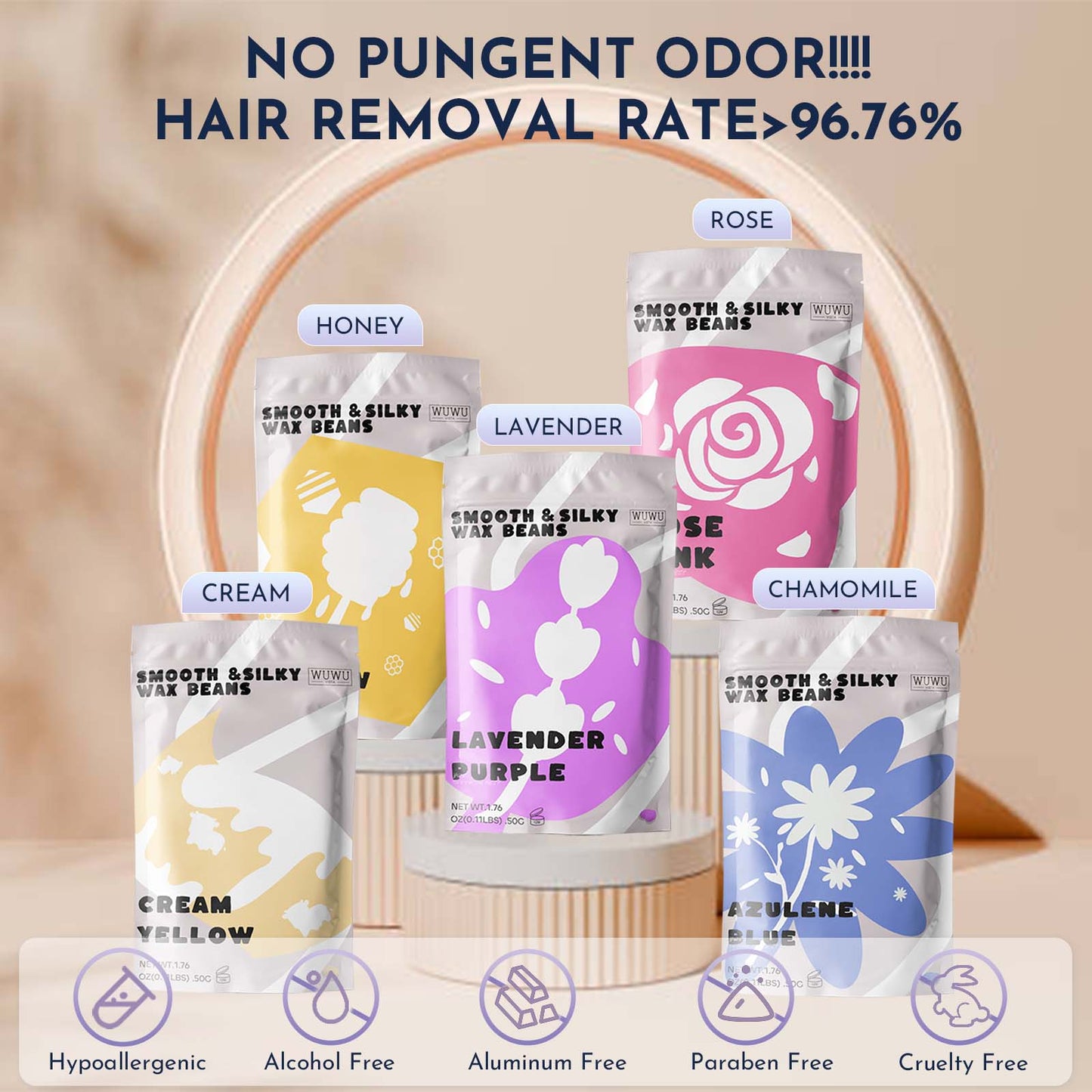 WUWUVISTA Waxing Kit 23 Items – Wax Warmer & Hair Removal Beads for Face, Body, Bikini & Sensitive Skin, US/EU Plug