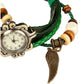 Beautiful Bohemian Retro Women’s Watch – Handmade Leather Bracelet with Angel Wing Charm