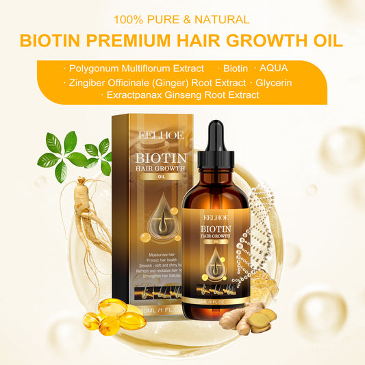 EELHOE Hair Care Oil – Biotin Scalp Massage Oil for Moisturizing, Thickening & Smoothing Hair