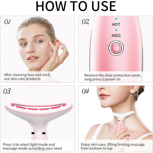 Facial Massager 3-in-1 – Neck & Face Skin Care Tool with Thermal & Vibration Therapy