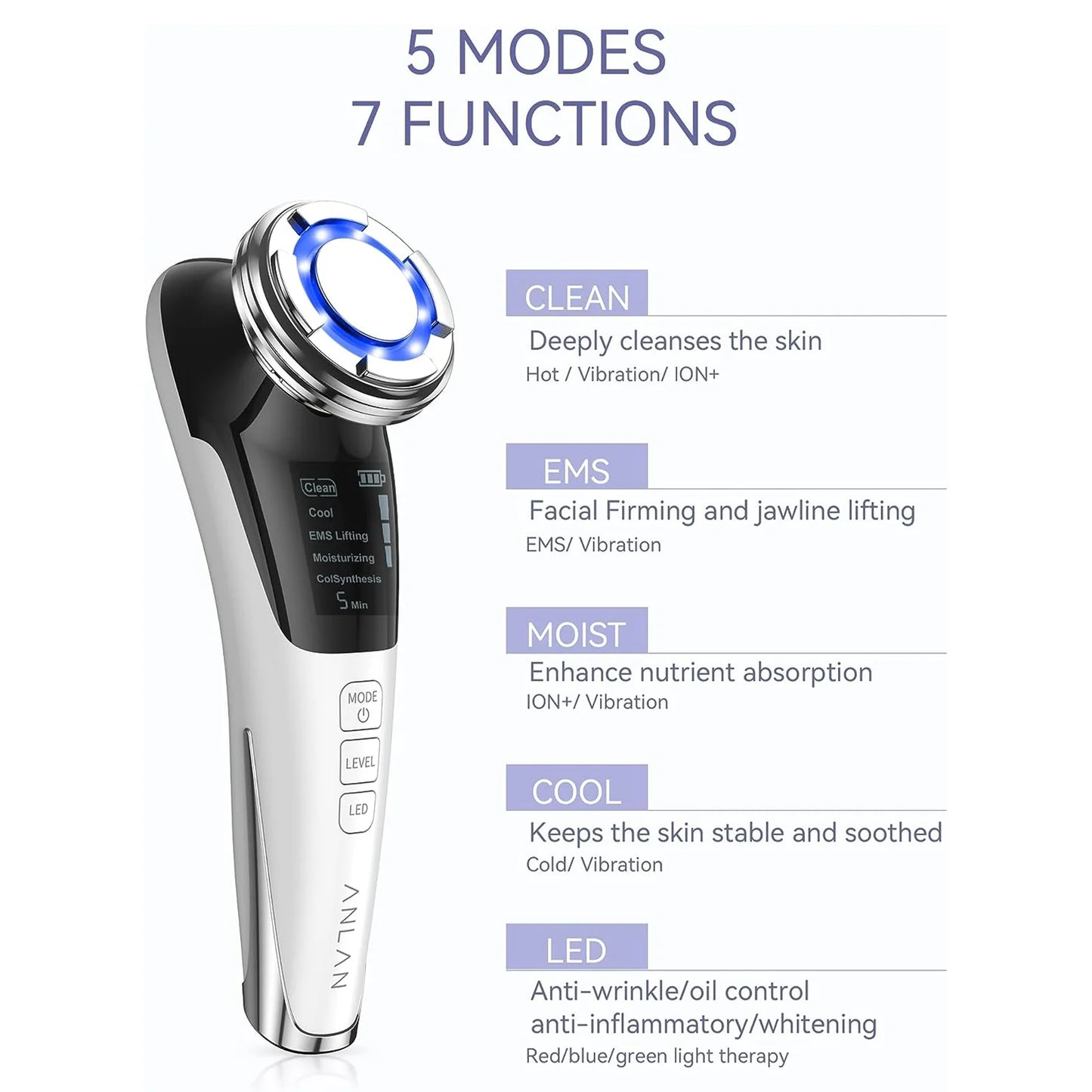 ANLAN EMS Facial Massager | Microcurrent & Deep Cleansing