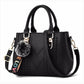 Women’s Embroidery Messenger Bag | Leather Handbag with Hair Ball