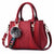 Women’s Embroidery Messenger Bag | Leather Handbag with Hair Ball