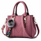 Women’s Embroidery Messenger Bag | Leather Handbag with Hair Ball