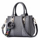 Women’s Embroidery Messenger Bag | Leather Handbag with Hair Ball