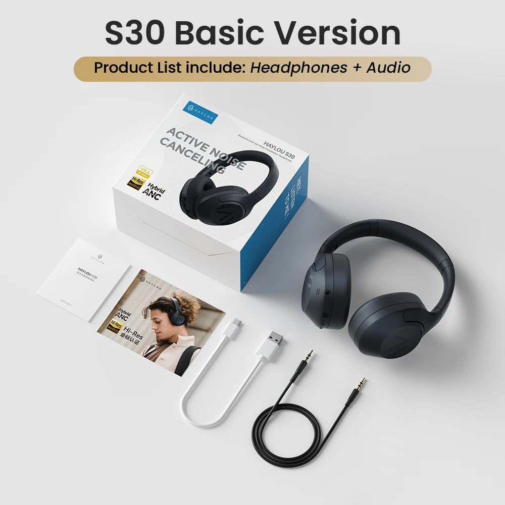 HAYLOU S30 Wireless Bluetooth 5.4 Headphones – 43dB ANC, 80H Playtime