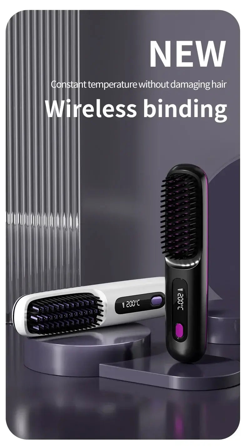 NUOYING S7 USB Hair Straightening Comb – Portable Ceramic Ionic Brush
