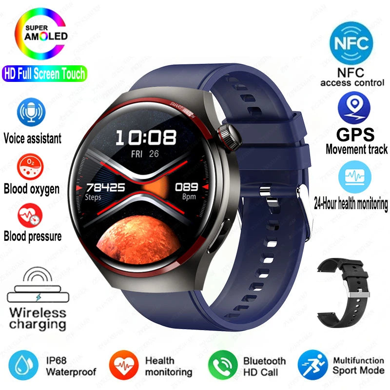 Montre intelligente 4 Pro Exploration GPS, Bluetooth, cardio, étanche, 100+ sports, compatible Huawei