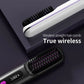 Rechargeable hair straightening comb showcasing true wireless design and sleek modern features.