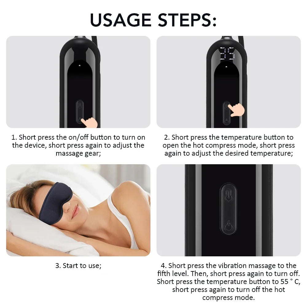 3D Heated Steam Eye Mask – Light Blocking & 3-Level Massage