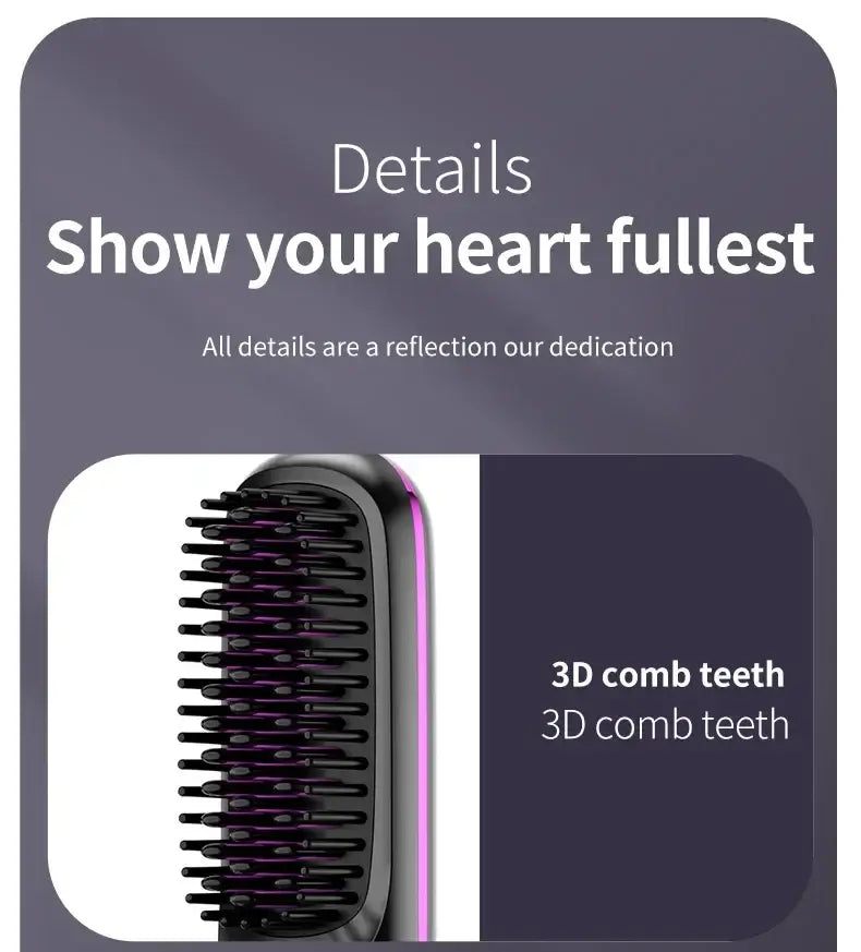 NUOYING S7 rechargeable hair straightening comb with compact design for travel and styling on-the-go.