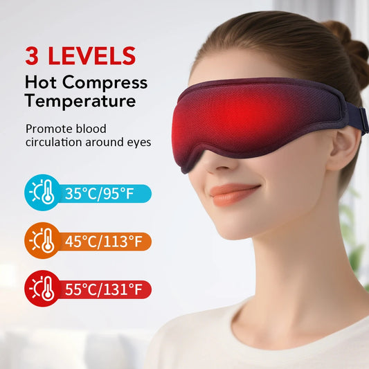 3D Heated Steam Eye Mask – Light Blocking & 3-Level Massage