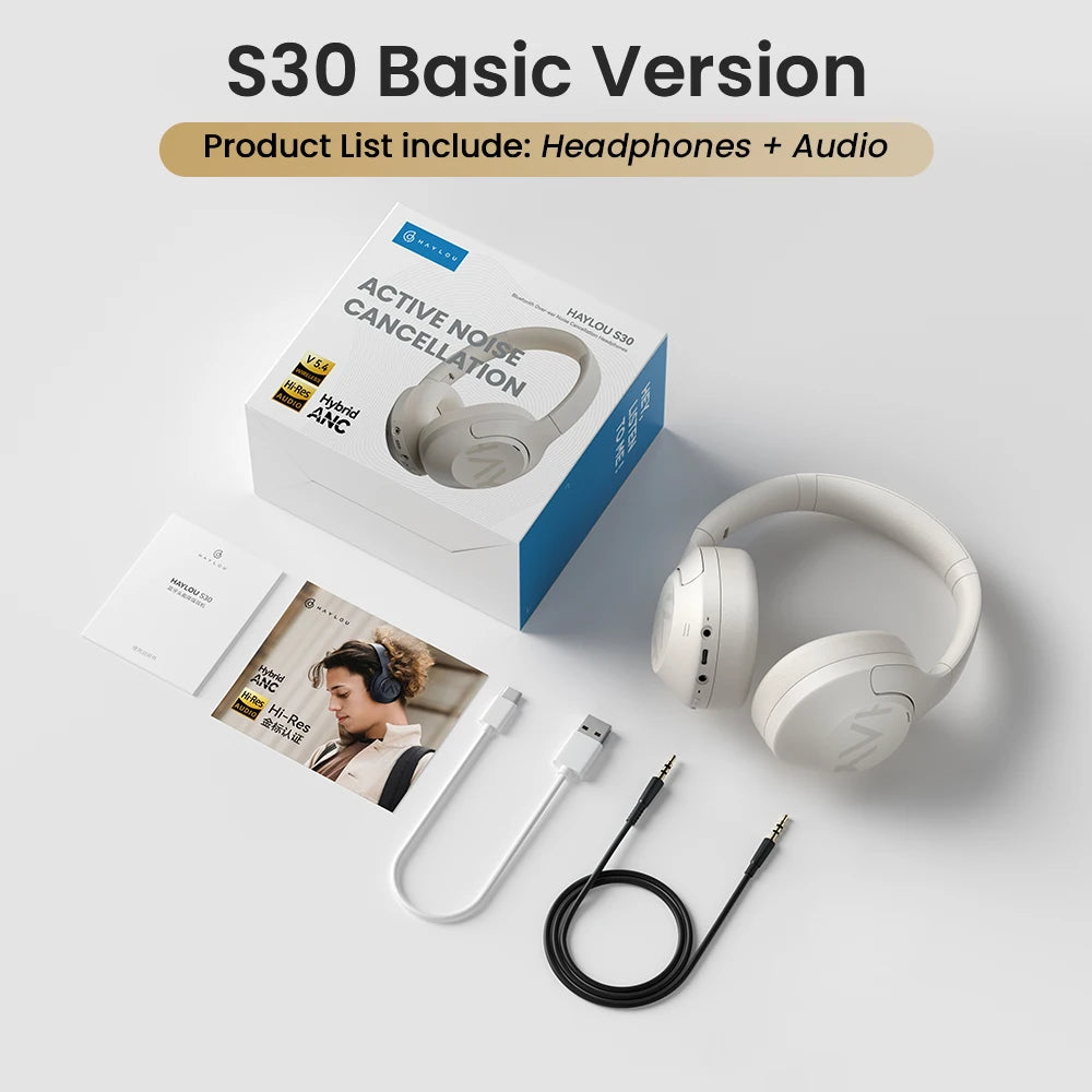 HAYLOU S30 Wireless Bluetooth 5.4 Headphones – 43dB ANC, 80H Playtime