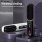 NUOYING S7 rechargeable hair straightening comb with LCD display, showcasing wireless design and ceramic bristles.