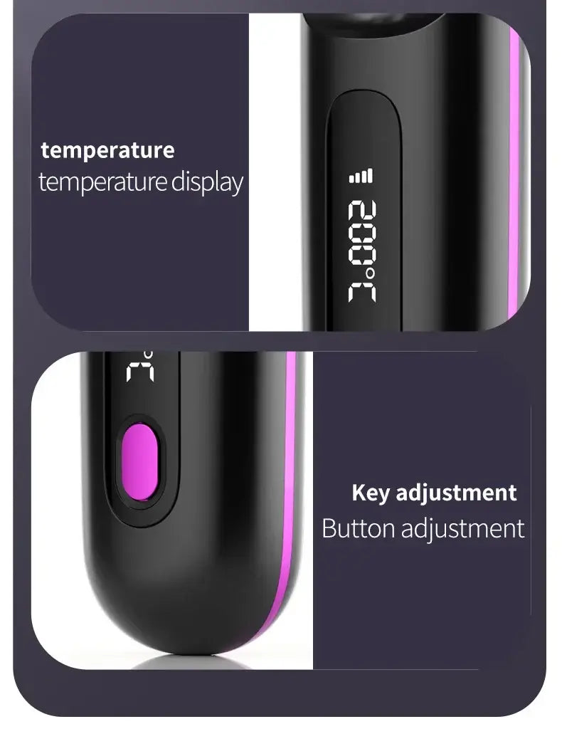 NUOYING S7 rechargeable hair straightening comb with compact design for travel and styling on-the-go.