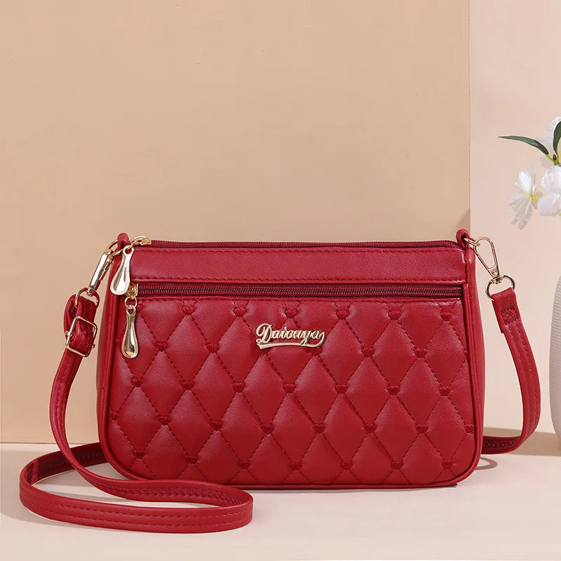 Women’s Embroidery Messenger Bag | Leather Handbag with Hair Ball