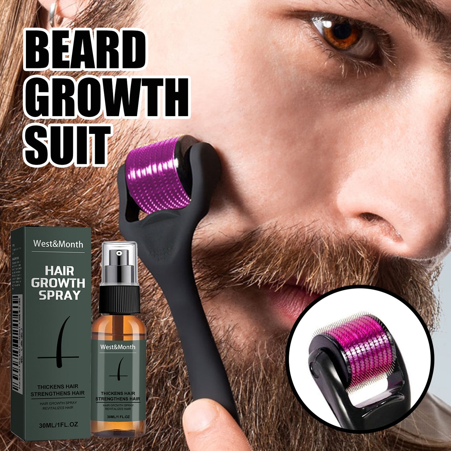 Beard & Moustache Thickening Spray – Hydrating Formula for Faster, Stronger Facial Hair Growth