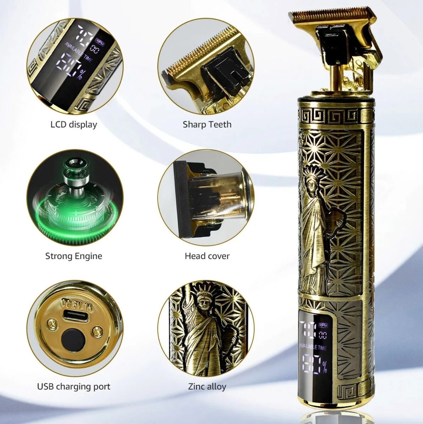 Men’s Cordless Hair Clippers & Beard Trimmer – USB Rechargeable Barber Hair Cutting Kit