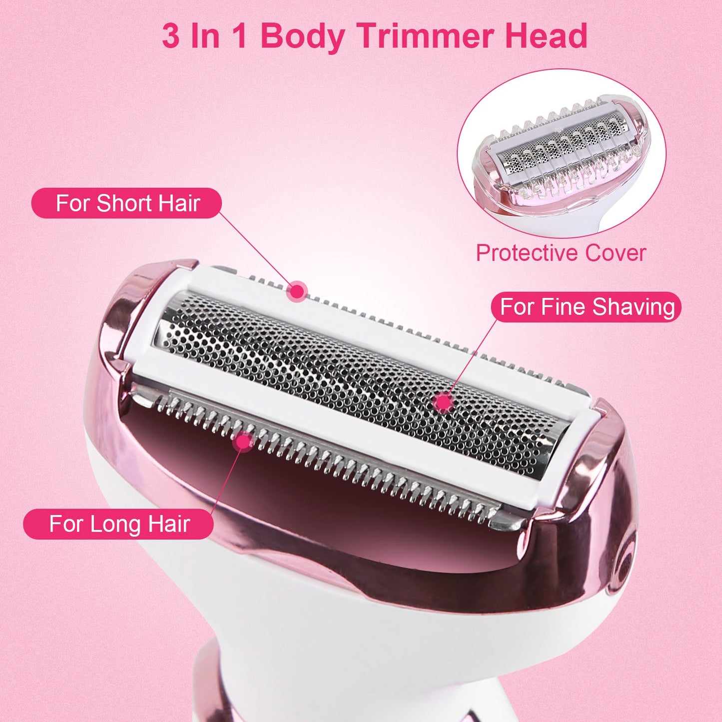 Women’s 4-in-1 Electric Trimmer – Painless Rechargeable Grooming Kit for Eyebrows, Nose, Face & Bikini Hair